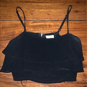 LF black ruffle crop top